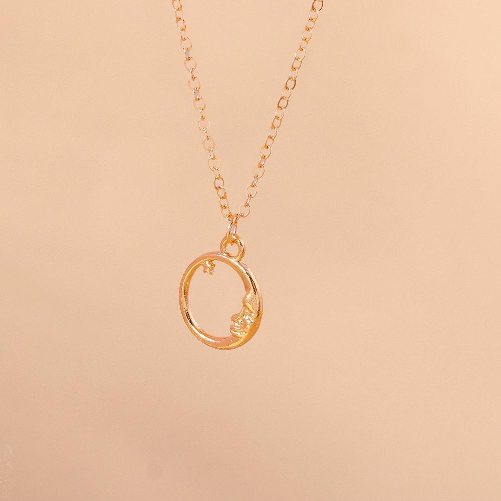 

Aihua Exquisite Gold Color Crystal Sun Moon Star Necklaces for Women Korean Temperament Clavicle Chain Birthday Jewelry Gift