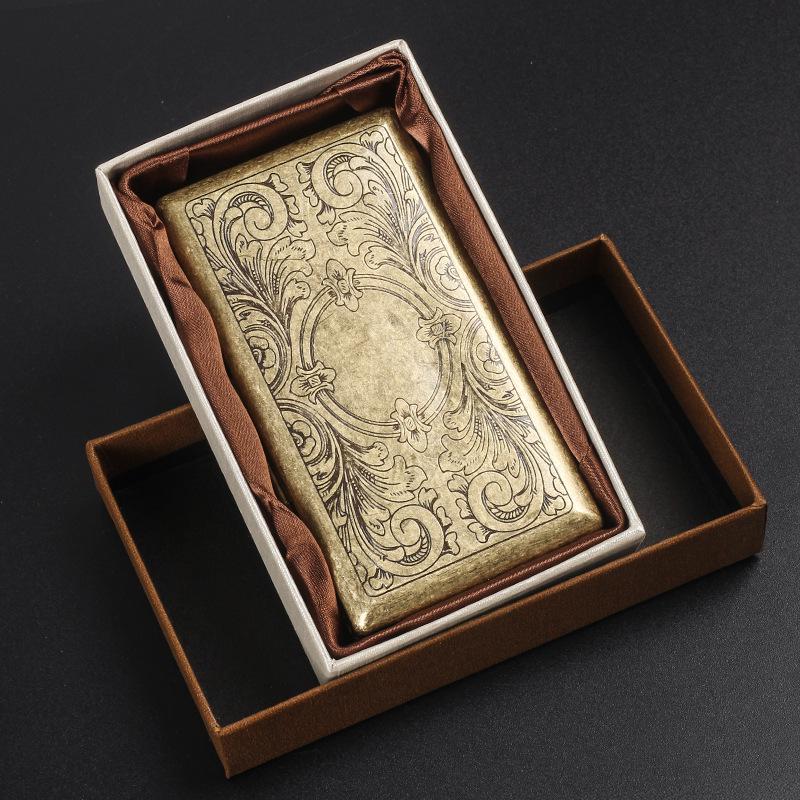 Retro Bronze Slim Cigarette Case for Men & Women - Holds 20