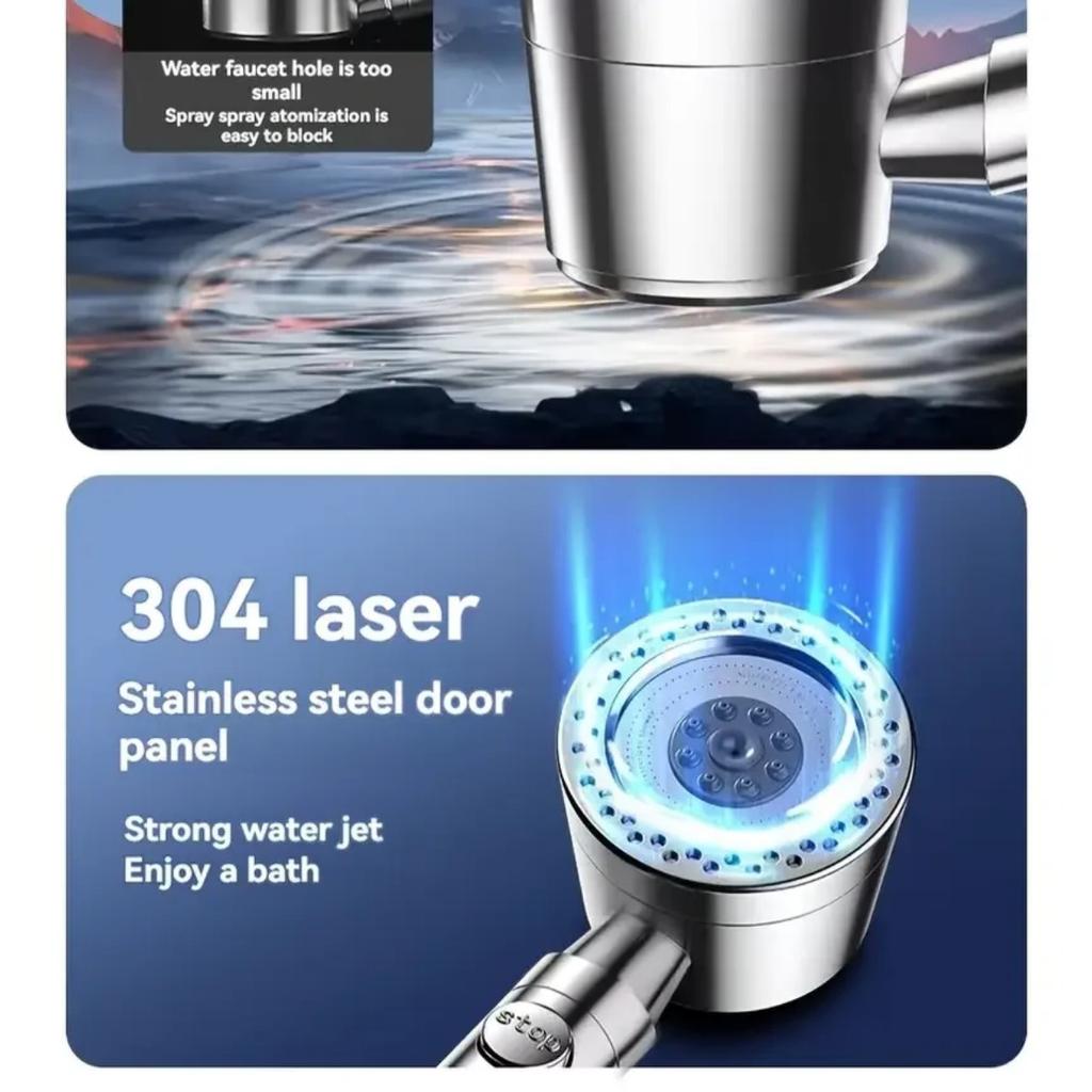 High Pressure Water Saving Filter Shower Head 5 Modes Handheld Shower Head One Button Stop Bathroom Accessories