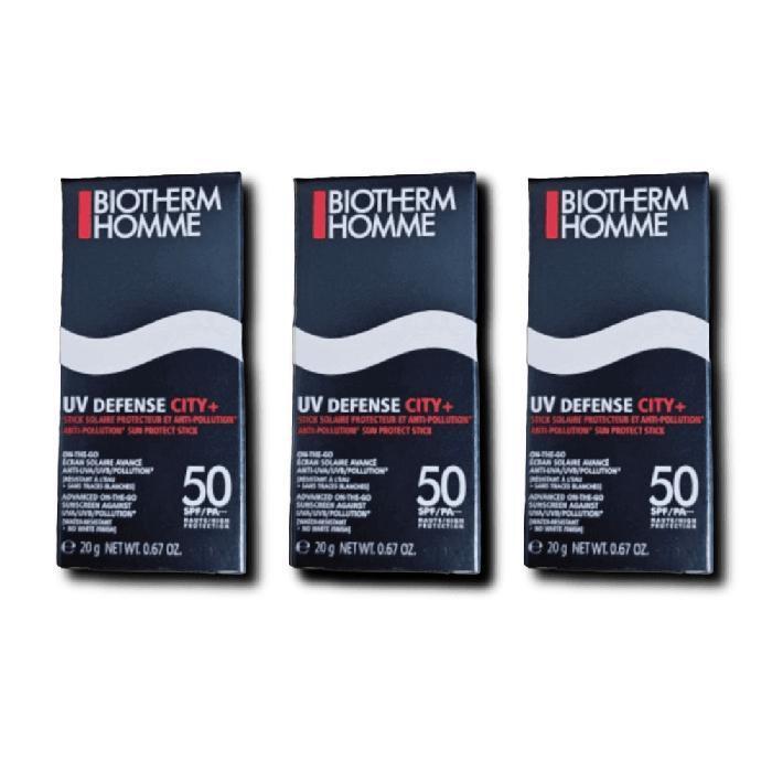 

Biotherm Homme Солнцезащитный стик UV Defense 20 г City Plus Anti-Pollution SPF50+ 3 шт. (38036498)
