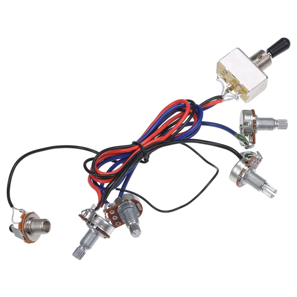 Prewired Wiring Kit for LP Electric Guitar 2T2V 500K Pots 3 Way Toggle Switch Wiring Set with Jack