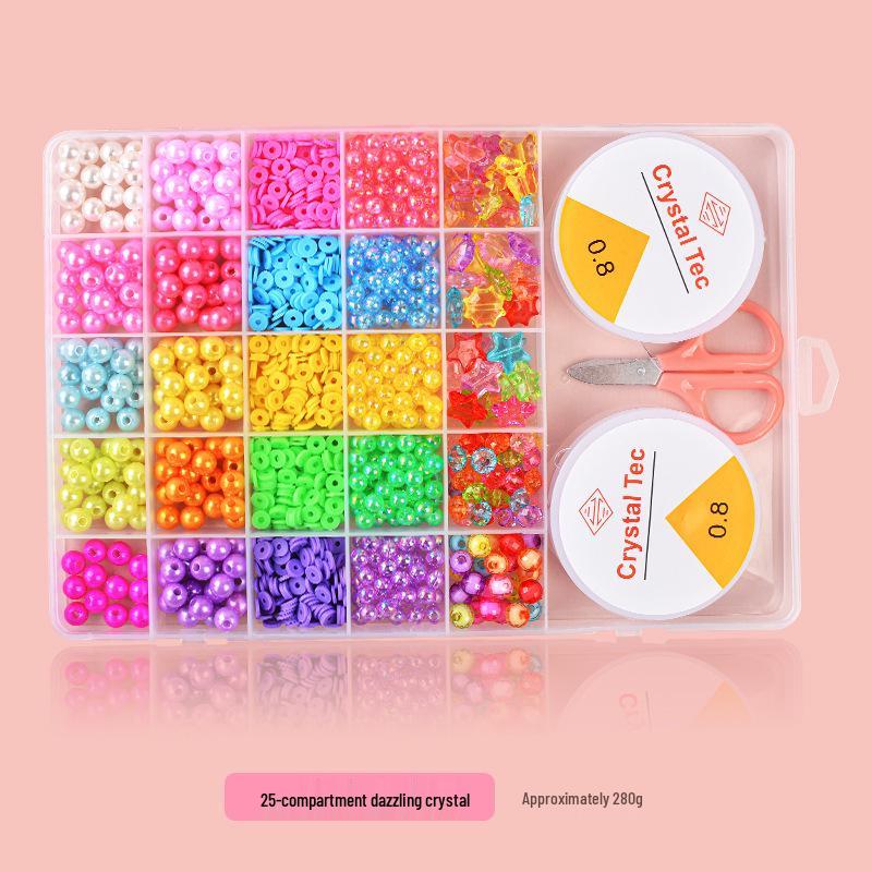 25-Grid Glass Rice Beads DIY Set: Children's Handmade Necklace & Bracelet Beading Kit