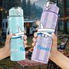 1PC Airplane Wish Planes Fly Slogan Print 750ml Color Plastic Sports Water Bottle Leakproof Flip Straw Lid Suitable for Sports Office Home Use