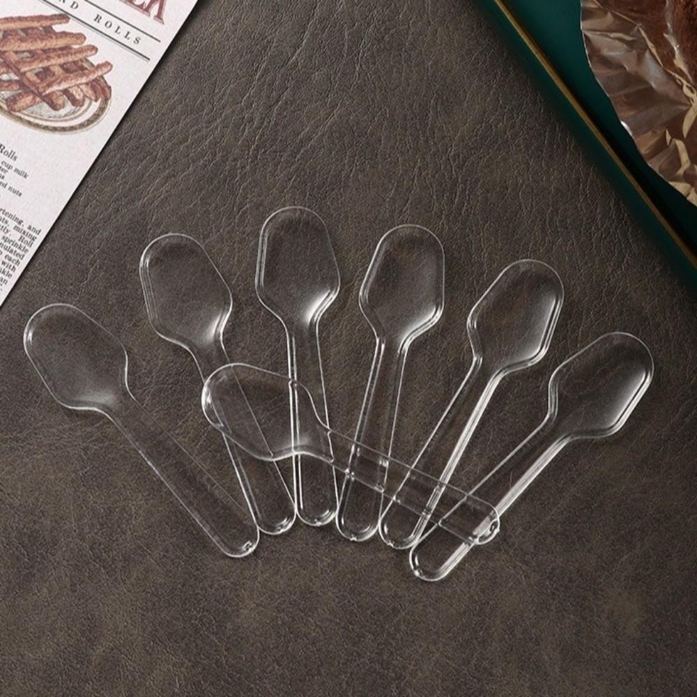 500pcs Disposable Transparent Tasting Spoon Lightweight Disposable Wrapped Spoon Birthday Party