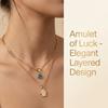 Minimalist Double Layered Evil Eye Hamsa Hand Necklace for Women Turkish Blue Eye Pendant Choker Party Aesthetic Amulet Jewelry