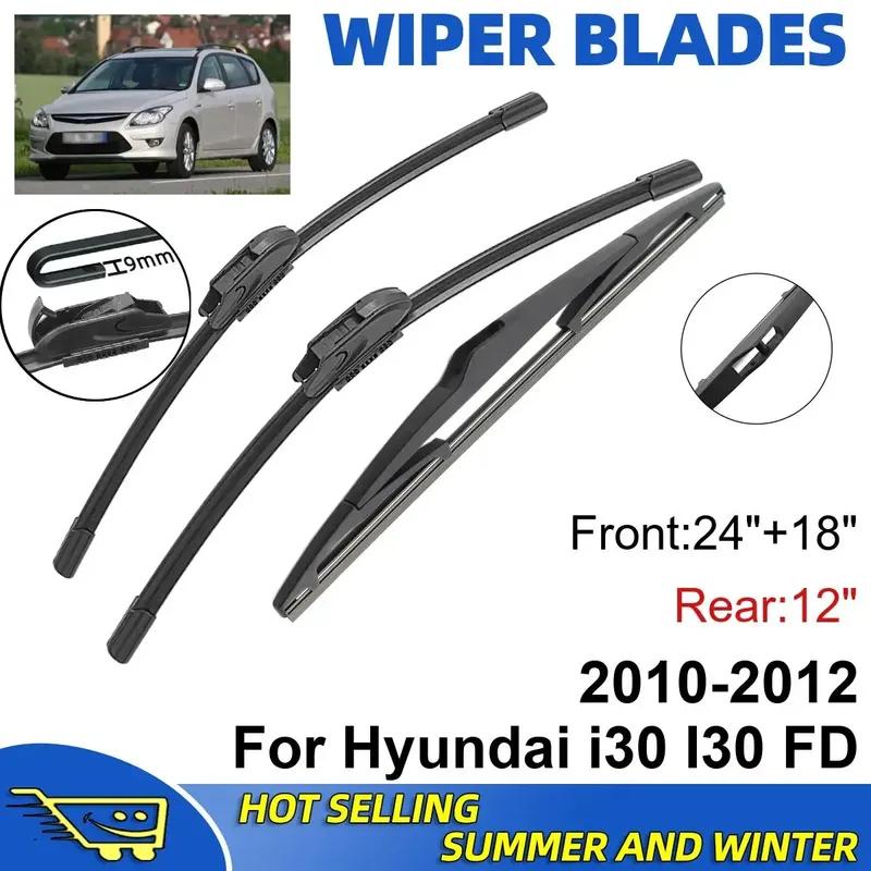 3PCS For Hyundai I30 I30 FD 2010-2012 24" + 18"+ 12" Front Rear Wiper Blades Windshield Windscreen Window Cutter Accessories
