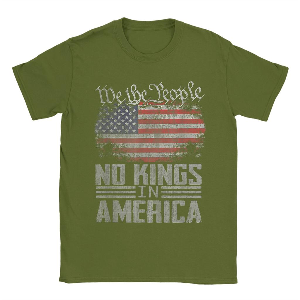 Unisex No Kings In America Us Flag T Shirts Cotton Clothing Short Sleeve Round Neck Tee Shirt Plus Size Tshirts