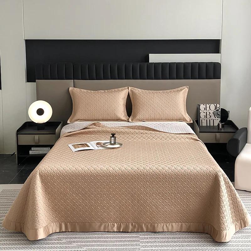 High-End Solid Color European-Style 60 Tencel Three-Piece Bed Cover Set Large Size Lyocell Tencel Thickened Quilted Bed Cover