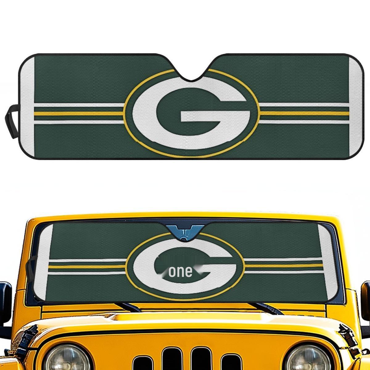 

Customizable Green Bay Car Sunshade - Heat Insulation and Block Pattern Design