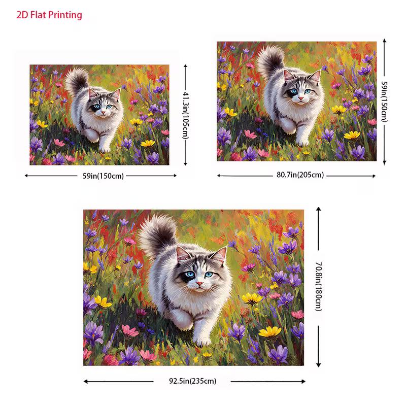Cute Kitten in Colorful Flowers Backdrop Oil Painting Garden Background for Photoshoot