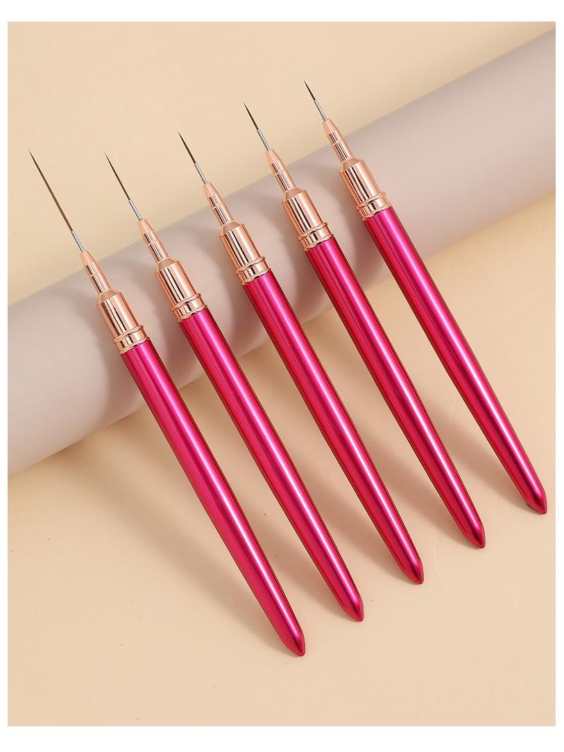 

Japanese Fine Line Pen & Nail Art Brush Set – 5-Piece Kit for Outlining, Painting Flowers, Lines, & Gel Color Mixing