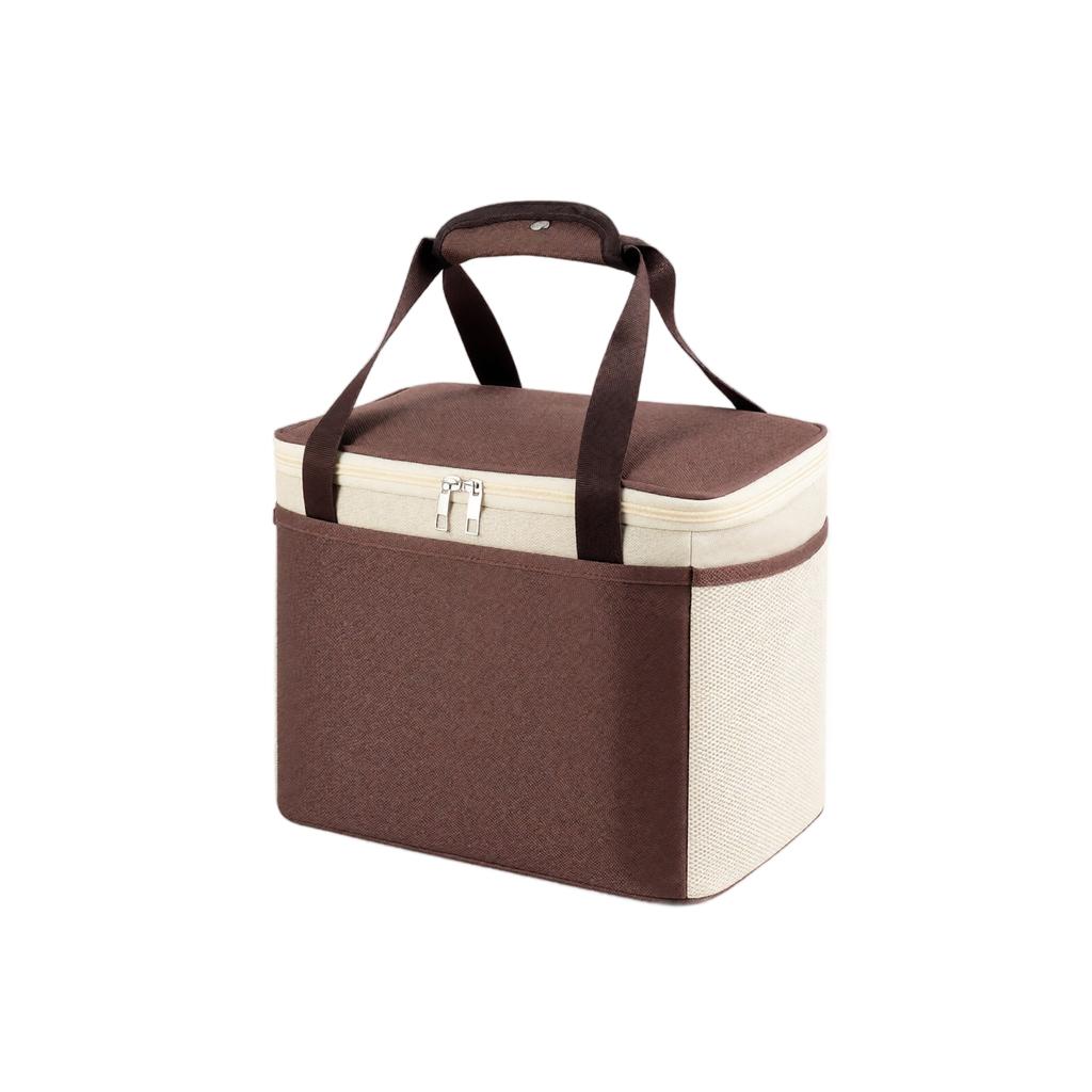 Fabric Zippered Lunch Bag with and Dual Handles for Work School Travel Picnic Use