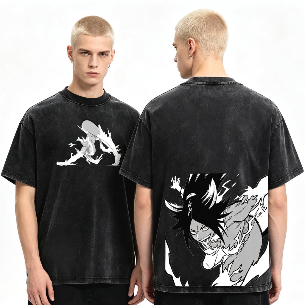 2026 Anime Shihouin Yoruichi BLEACH Washed Printed T Shirts Unisex Hip Hop Streetwear Top Y2K Gothic Cotton Oversized T-shirts