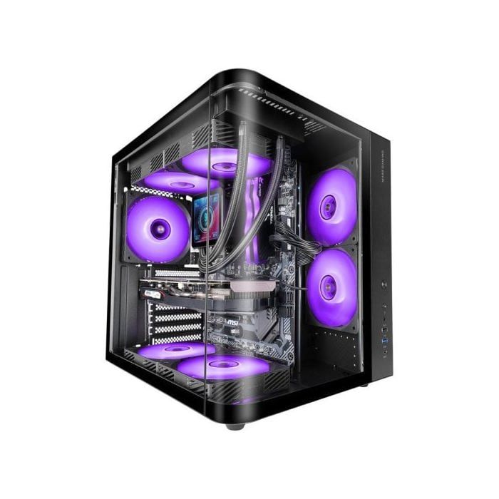 Mars Gaming MC-CURV Herní skříň ATX Tři zakřivená temperovaná skla Dvoukomorová USB-C Černá