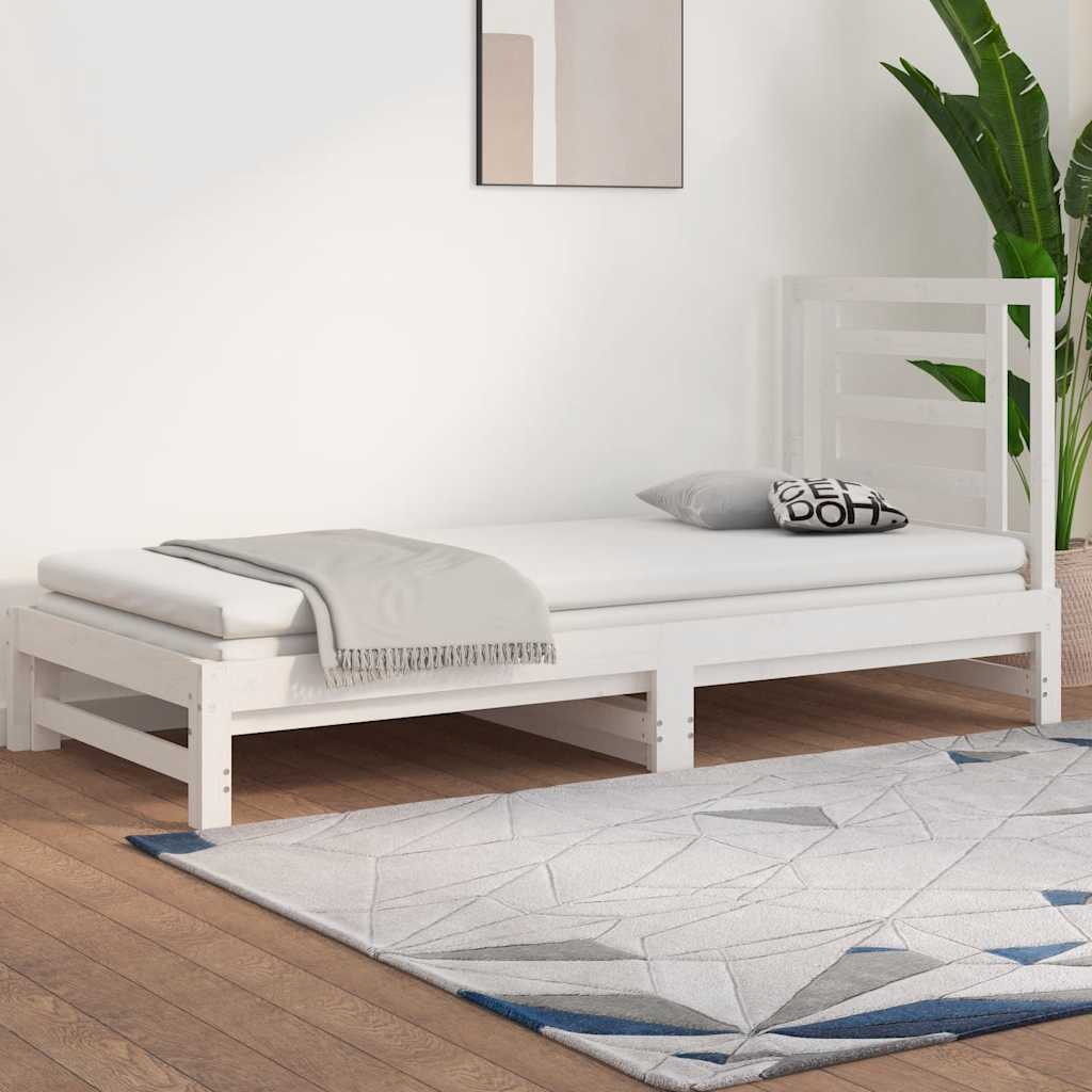 Vidaxl Extendable Bed, White, 2X(90X200) Cm, Light Pine Wood