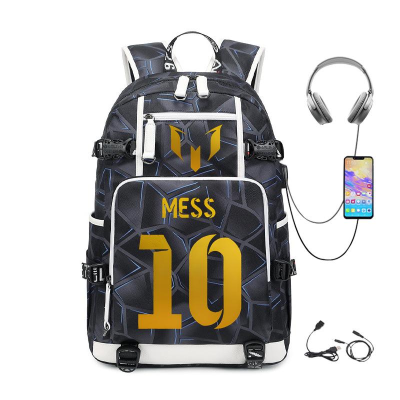 Football Printed Student Backpack Multifunctional Usb Interface Large Capacity Leisure Travel Backpack