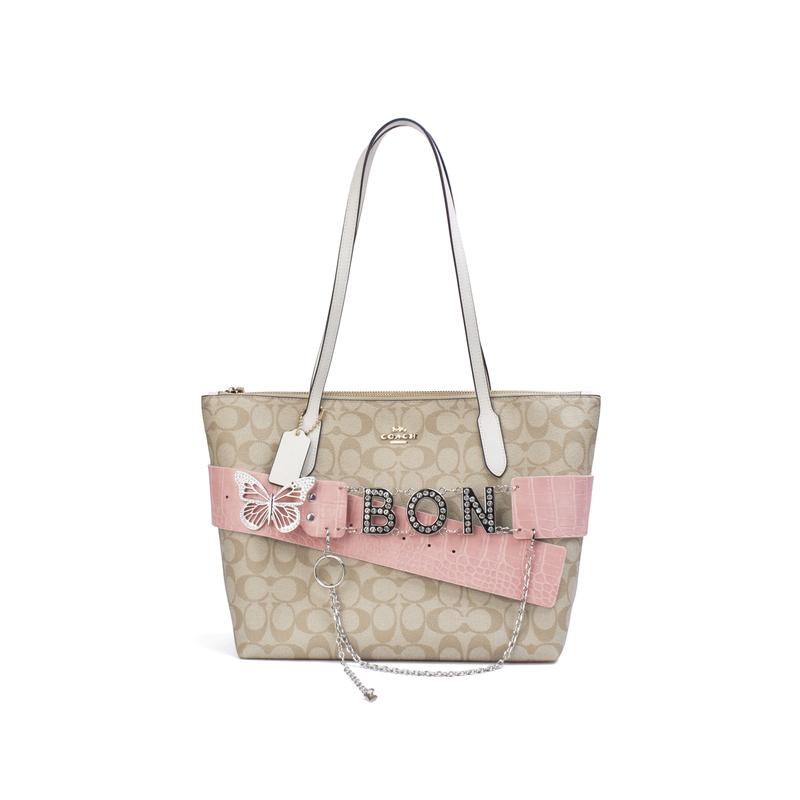 

COACH shoulder bag [Customized bag] Zip Top Tote 29 Tianlvdieyue Yiduo Exquisite and sweet Fashionable and versatile Handmade Sweet Butterfly Joy білий