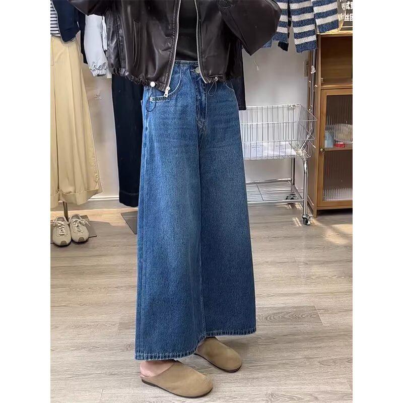 Women s High-Waist Black Gray Jeans - Autumn/Winter Loose Straight-Leg Wide Pants 2XL