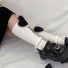 Women Winter Ribbed Knit Leg Warmers 3D Stuffed Plush Heart Crochet Boot Socks  Black heart on brown