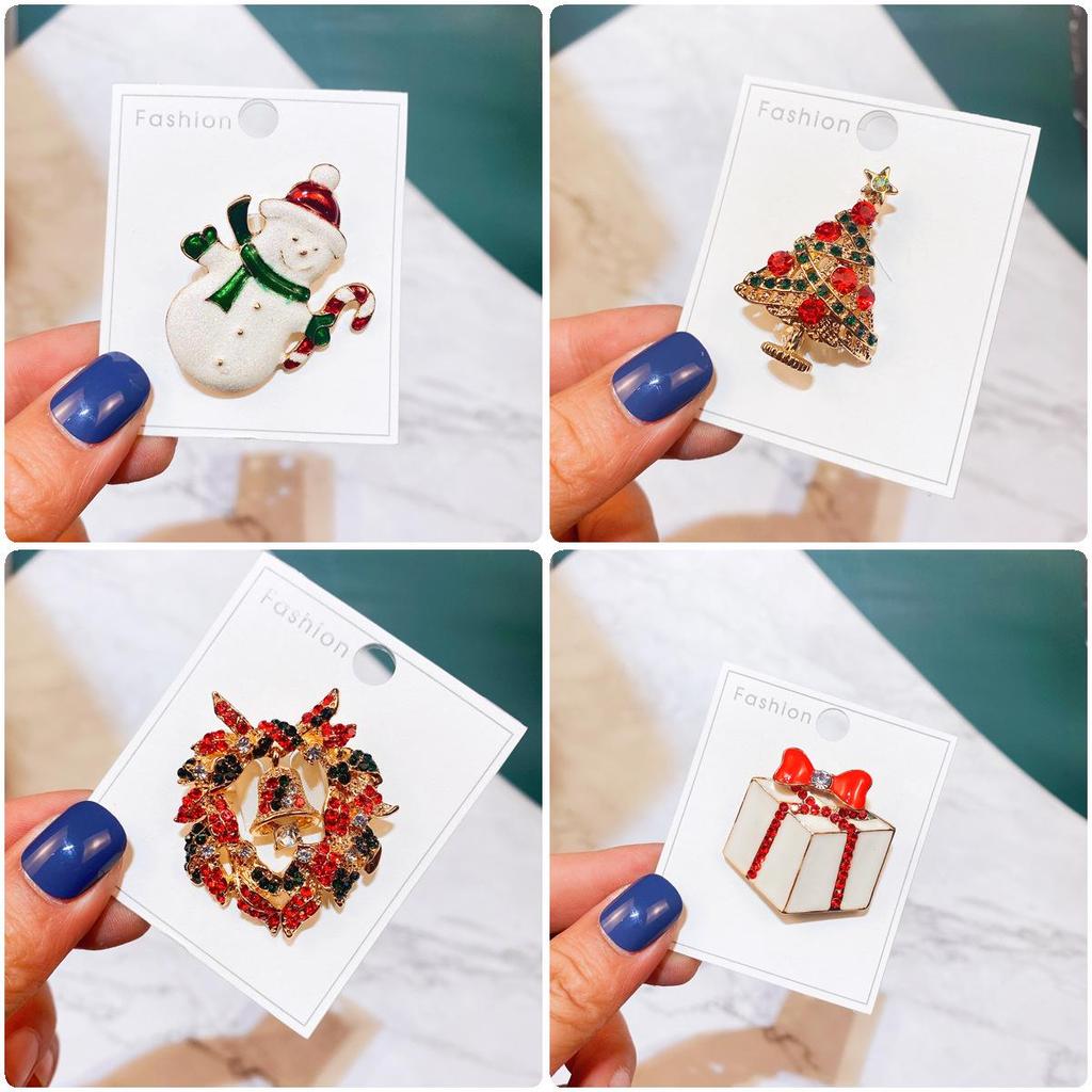 Yimu Alloy Christmas Brooch - Santa Claus & Tree Ornament Corsage