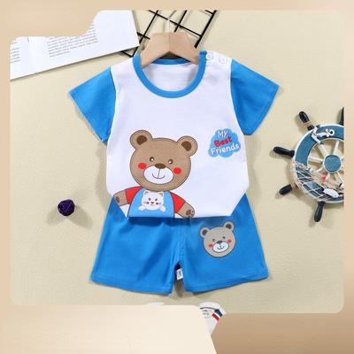 2023 sommer Baumwolle kinder Kurzarm T-shirt Set Baby Kurzarm Shorts Zwei-stück Set