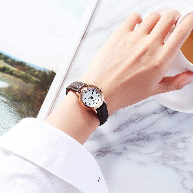 Fashion Minimalist Quartz Retro Watch With PU Leather Strap Round Dial Wrist Watch for Casual Daily Office for Women