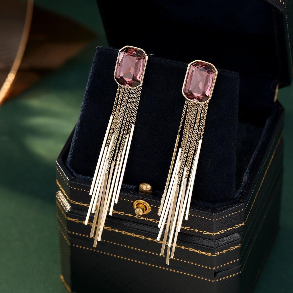 Women's Luxury Fashion Earrings Light Luxury Design Tassel Square Geometric Design Earrings Daily Accessories Party Gifts