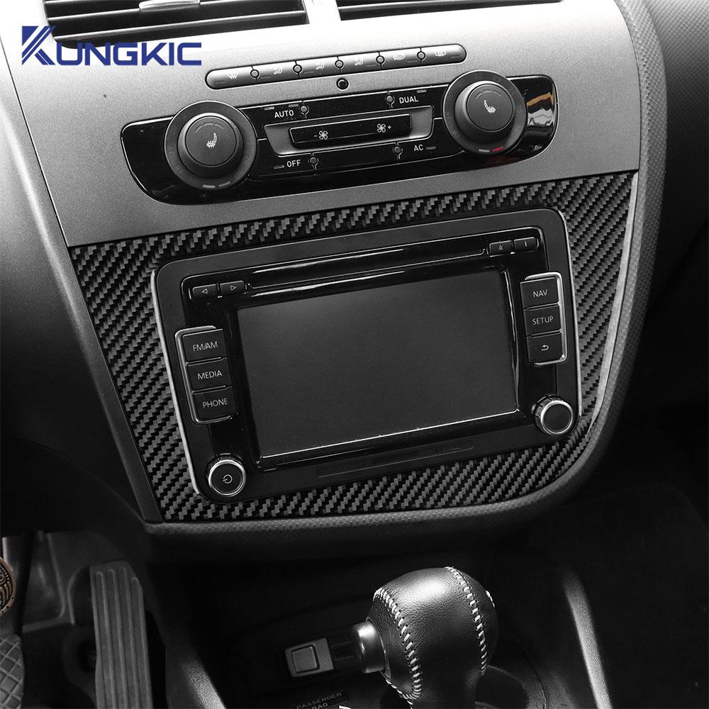 Pro Seat Leon 2005 2006 2007 2008 2009 2010 2011 2012 Skutečná měkká nálepka z uhlíkových vláken LHD RHD Panel CD vozu Interiérové doplňky