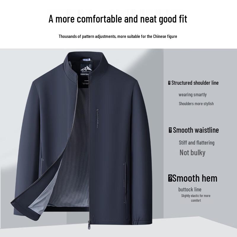 SHANSHAN Men's Stand Collar Anti-Wrinkle Windproof Casual Jacket