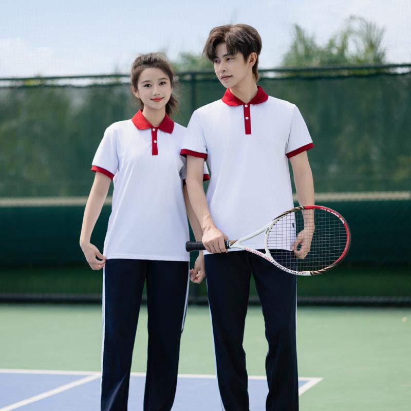 College Style Korean-British Summer School Uniform Set for Boys & Girls - Primary to High School Short Sleeve Sportswear