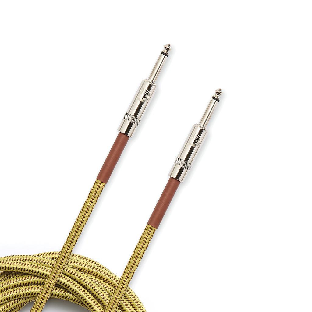 D'Addario Custom Series Braided Instrument Cable Tweed PW-BG-10TW (3.0m S-S) - Shielded Guitar Cable