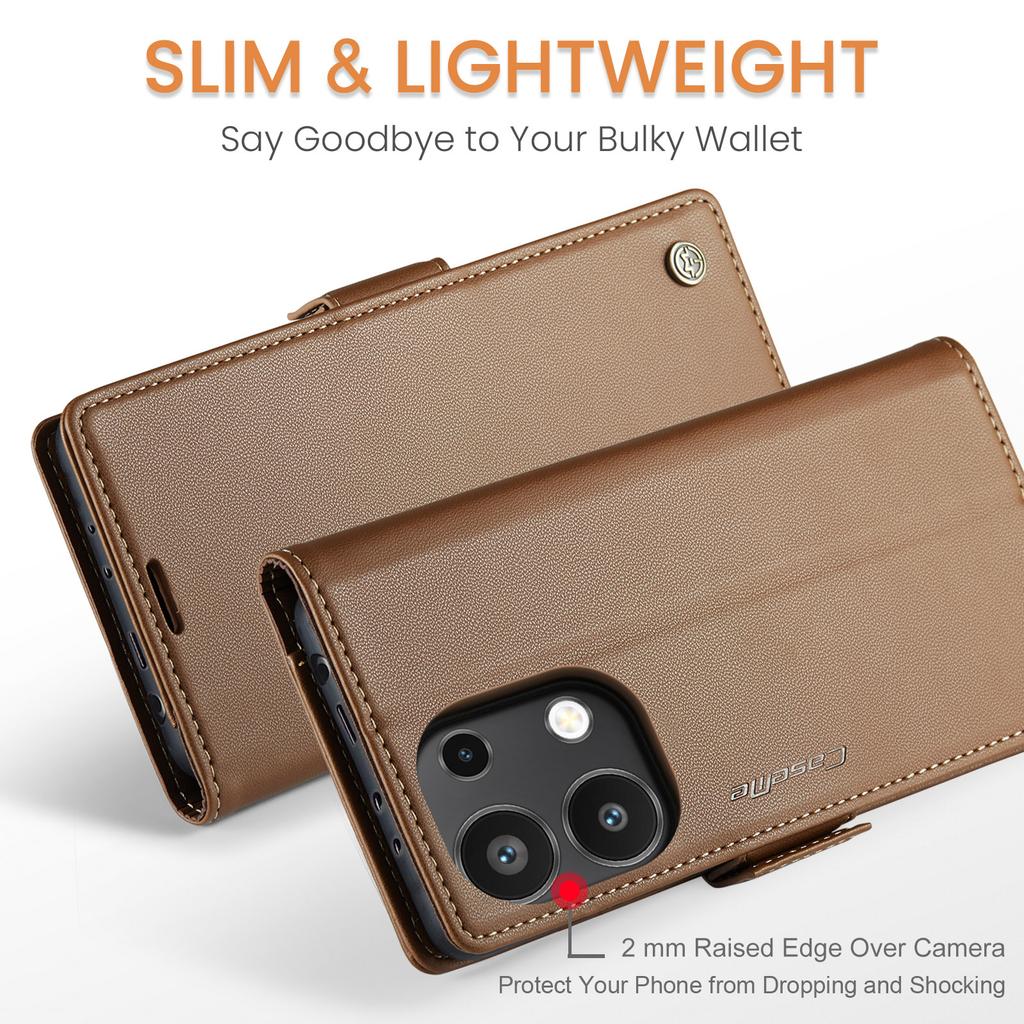 För Xiaomi Redmi Note 13 4G Fodral CASEME 023 Serien RFID-Blockerande Läderplånbok Ställ Telefonskydd