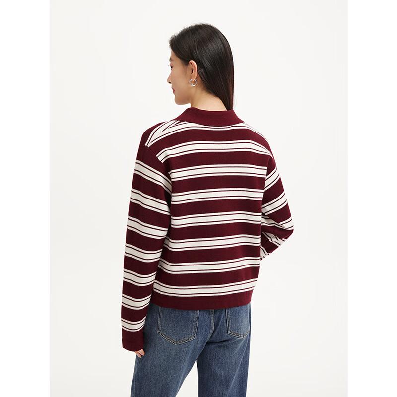Hotwind Women's Striped Polo Neck Knitted Sweater