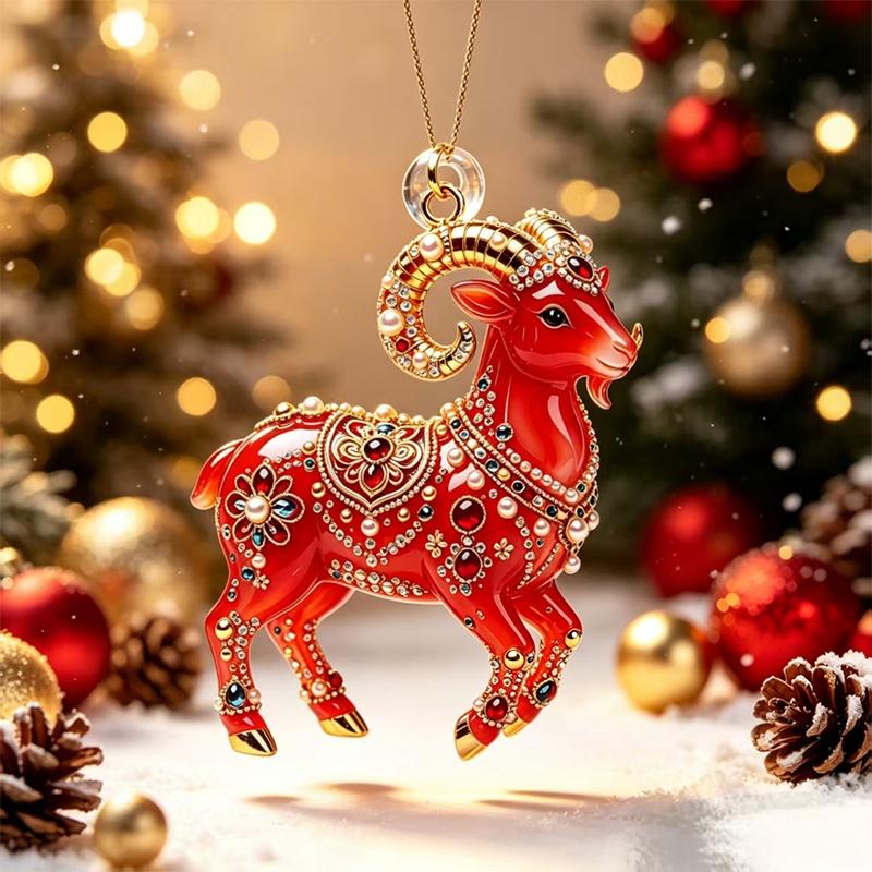 Christmas Hanging Sheep Ornament Cute Flat Acrylic Lamb Pendant Suitable for Xmas Tree Office Holiday Decor