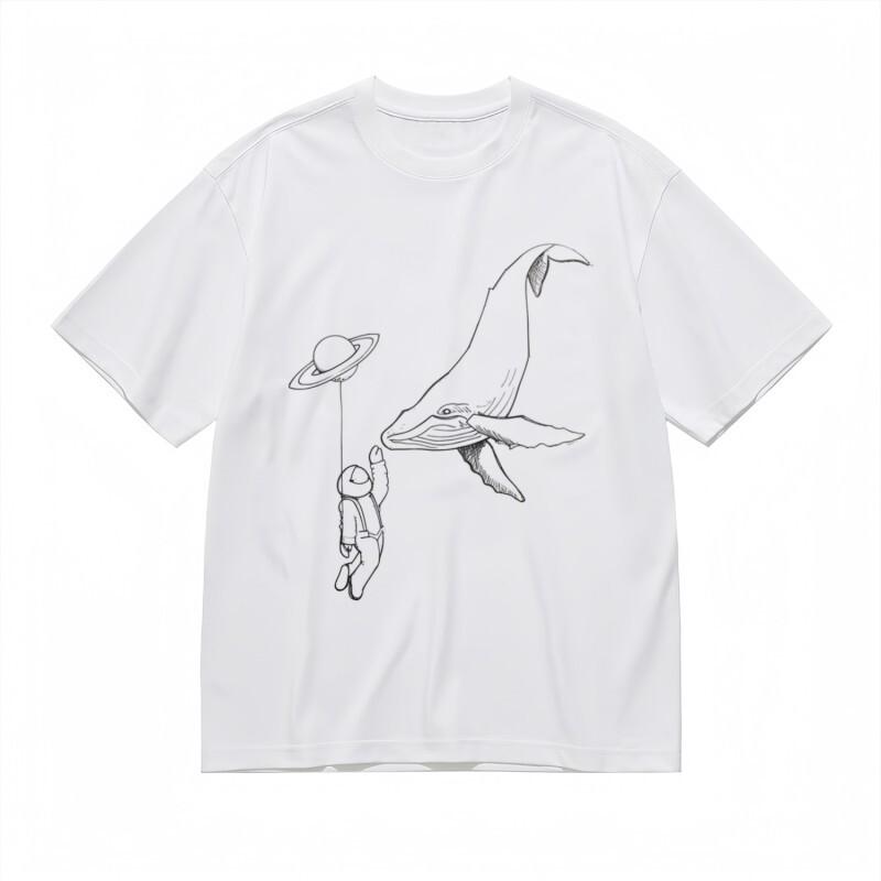 

Men s Breathable Classic T-Shirt Cosmic Ocean Fusion Line Art Design Tee 3XL