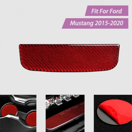 Автомобильный держатель-подставка из углеродного волокна, коврик для подстаканника, отделка для Ford Mustang 15-20