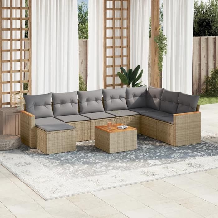 VidaXL Garden Lounge Set with Cushions 9 Pcs, Patio Sofas, Patio Furniture Set, Outdoor Furniture, Mix 3226255