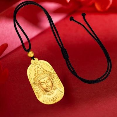 Mazu izgrebtas zelta ovālas kulona kaklarota ar trīsdimensionālām malām uz izturīga melna aukla