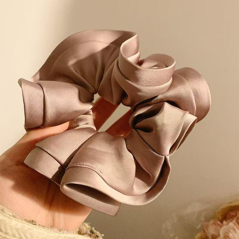 Korean Style Red & Blue Color Block Plaid Hair Tie – Cute Childlike Large Scrunchie