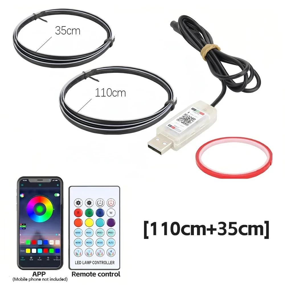 110cm Car Ambient Lights 3 in 1 LED Symphony RGB Atmosphere Lamp Hidden Car Interior Lamp USB APP Remote for Tesla Model 3 Y S X