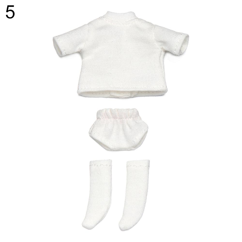 Ob11 Doll Clothes Striped Tops T-shirt Shorts Socks Suit Knitted Sweatshirt For Mini 1/12 Doll Cute Surprise Face Boy Girl Gift