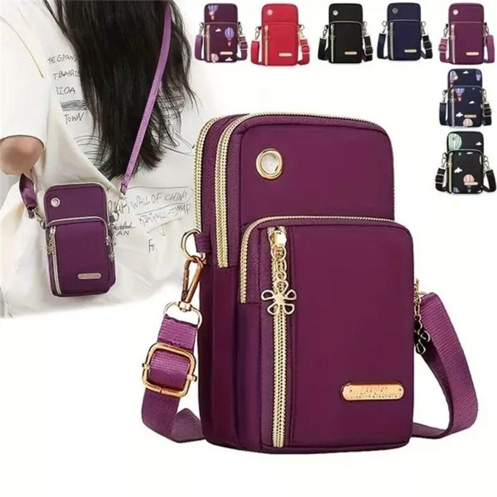 Portable Oxford Mini Phone Bag Multi-layer Zipper Travel Crossbody Bag Handbag Waterproof Sports Arm Bags