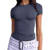 Sommer Damen Slim Fit Rundhals Milchseide T-Shirt, Y2K Mode Lässiges Crop Top für Damen