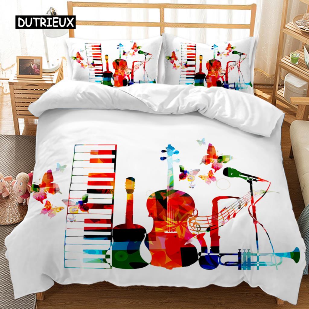 Music Comforter Cover Collection Cool Colorful Headset Bed Cover Collection Kids Boys Girls Bed Cover Collection Music Queen Dimension King Size Size