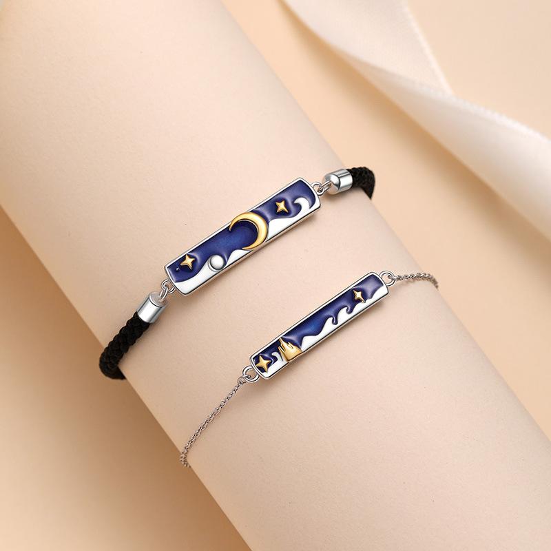 Original Star and Moon Companion Couple Bracelet, A Pair of Long-distance Love Commemorative Gifts, Small Fresh Couple Bracelet