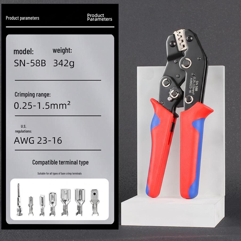 SN Series 7.5-inch Ratcheting Crimping Pliers Set - Multifunctional Cold Terminal Pliers and Mold Accessories.
