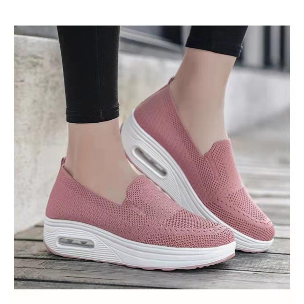 Women's Sports Shoes with Thick Sole and Air Cushion, Casual Shoes with Mesh Surface, Stepping on One Foot To Increase Height, Walking Shoes for Women