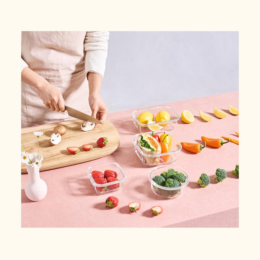 CORELLE BREEZE Rechteckiger Glas-Lebensmittelaufbewahrungsbehälter 2 Stk. (400ml) BPA frei