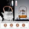 Pokaro Tea Heat-Resistant Glass Teapot, 1090ml, for Steamed and Boiled Tea, Transparent Design with Wooden Handle and Glass Tea Strainer,