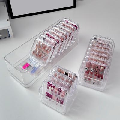Fake Nails Storage Box Transparent Plastic Case Square Small Jewelry Display Packaging Organizer Box Storage Holder